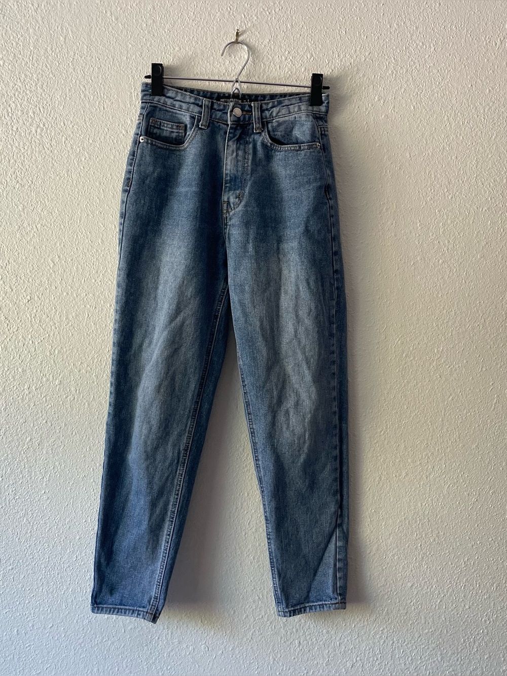 PrettyLittleThing Petite Jeans US 2 High Rise Mom Straight Leg Blue Denim 90s